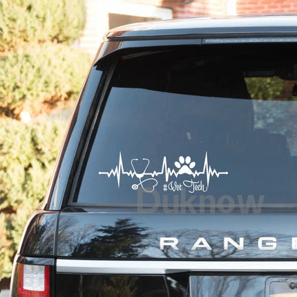 Dog and Cat Silhouette Heartbeat Vinyl Wall Stickers Pet Veterinary Shop Window Decal Car Laptop Removable Decal Veterinary Gift