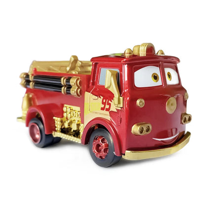 Disney Alloy Car Anime Figure Lightning McQueen Fire Fighting Truck Racing Car Kids Toys 1:55 Metal Die Casting Birthday Gifts