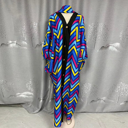Women's clothing 2026 autumn new style sweet and fresh striped V-neck batsleeves loose large-size dress long dress