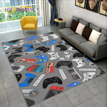 3D Cartoon Game Gamer Gamepad Large Area Rug, Carpet Rug for Living Room Kids Bedroom Sofa Doormat Decor, Child Non-slip Floor Mat