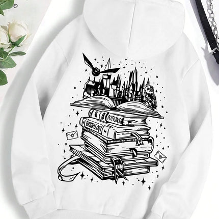 A Funny  Book Printed Sweatshirt Women Harajuku Casual Loose Hooded Fashion Soft Comfortable Hoodies Autumn Warm Female Clothes