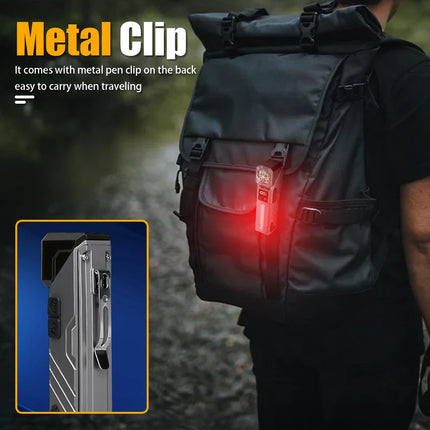 High Power LED Handheld EDC Flashlight Rechargeable Pocket Portable RGB Torch with Magnet Outdoor Camping Fishing Clip Light