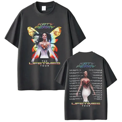 The Lifetimes World Tour T-shirt Katy Perry Merch T Shirt Oversize Y2k Women Men Causal Cotton Short Sleeve Harajuku Streetwear