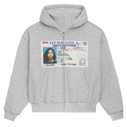 Y2K Autumn Funny ID Card Print Fashion Loose Zipper Casual Hoodie Aesthetic Long Sleeve Abstract Gothic Hip Hop Punk Streetwear