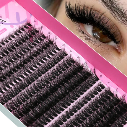 GROINNEYA Lash Clusters DIY Fluffy Lashes Mixed Tray Individual Lashes Natural Volume Cluster Eyelashes Extension Makeup