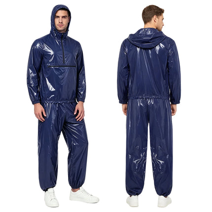 Men Waterproof Glossy Jacket Tops with Jogging Pants Hip Hop Dance Dancewear Outdoor Activities Raincoat Windbreak Streetwear