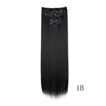 16 Clips in Hair Extensions 24Inchs Long Straight Hairstyle Synthetic Blonde Black Hairpieces Heat Resistant Fake Hair 6Pcs/Set