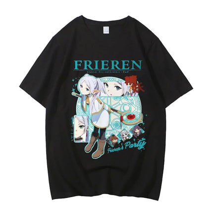 Frieren T-Shirt Men Women Beyond Journey's End Anime Clothing Cartoon T-shirt Short Sleeve TShirt Cotton Tees Top