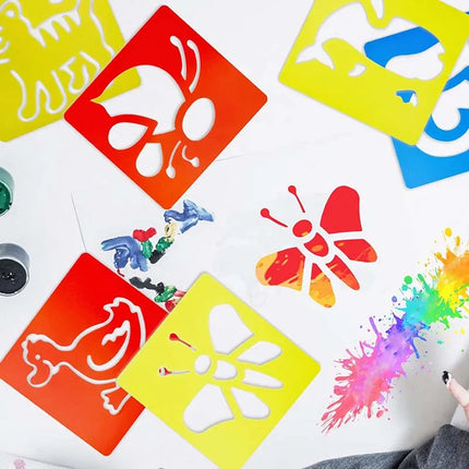 6PCS/Set Drawing Stencils for Kids Washable Reusable  Learning Themed Primary Shape Template for Kid Toddlers Preschool TMZ