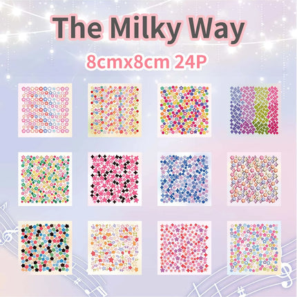 Starstorm 24 Sheet Holographic & Matte Mini Sticker Book 8x8cm Aesthetic Journaling Supplies Planner Scrapbooking Deco Stickers