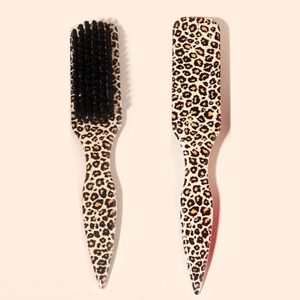 Leopard print pattern Slick Hair Brush for moothing Ponytail Bun/Hairs/beard, Flyaways, Edge Control - Backcombing and Teasing