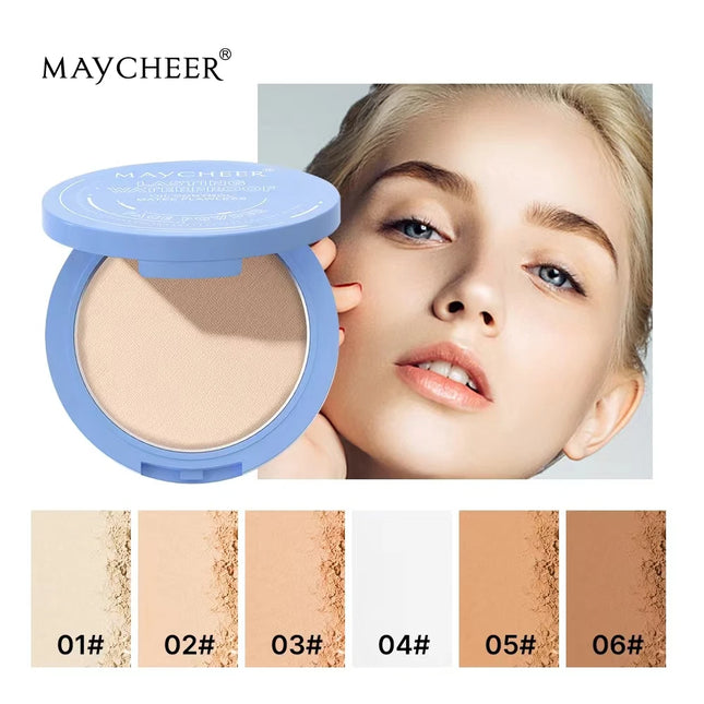 New MAYCHEER Oil Control Matte Face Powder Long Lasting Setting Face Makeup with Mirror Pressed Powder