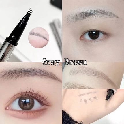Waterproof Wild Eyebrow Pen 2/4 Separated Head Natural Brow Makeup Quick-Drying Creation of Ultra-Fine Lasting Liquid Eyebrow