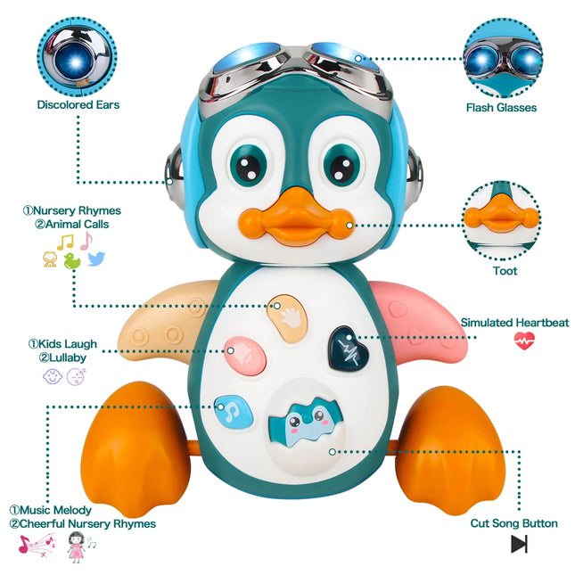 Musical Penguin Infant Moving Walking Dancing Toys with Light Baby Crawling Toys Toddler Interactive Development Tummy Time Gift
