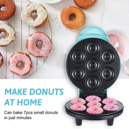 Mini Donut Maker Machine Makes 7 Doughnuts 700W Double Sided Heating Non Stick Coating Family Party Electric Donut Equipment