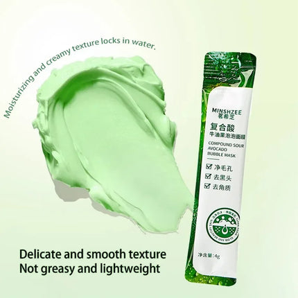 12pcs Avocado Bubble Facial Mask Brightening Firming Moisturizing Face Mask  Beauty Skin Care Facial Bubble Cover Foam Masque
