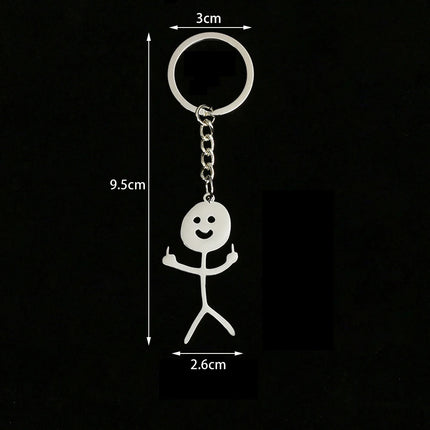 Funny Matchstick Men Keychain Middle Finger Heart to Heart Car Bag Pendant Key Ring Jewelry Couple Friend Gifts Wholesale бре