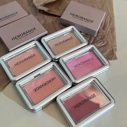 HERORANGE Monochrome Matte Blusher Palette Soft Silky Natural Nude Low Saturation Cheek Rouge Powder Makeup For Women