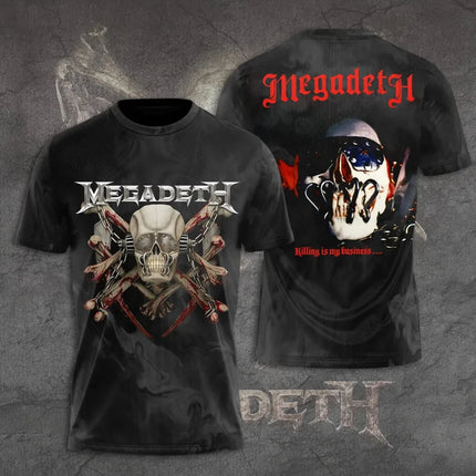 Heavy Metal Rock Band Megadeth 3D Print T-Shirt Tops Women's Sports Large Size Tops Tees Summer T-Shirt Kids Clothing Band T-Shirt