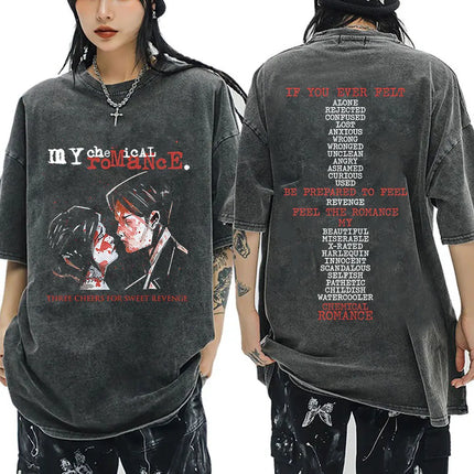 My Chemical Romance Band Washed T-shirt Long Live The Black Parade Tour Merch T-shirts Men Women Gothic Punk Oversized T Shirts