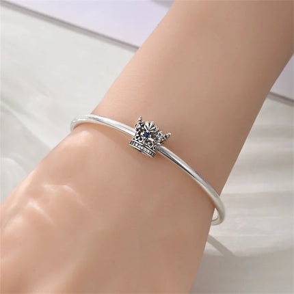 Crown Charms Skull Bead Original 925 Sterling Silver Inlaid Zirconium Pendants Fit Bracelet Necklace Jewelry Lover Gift