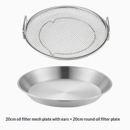 【W】Food-grade Premium Stainless Steel Filter Tray Oil Strainer Reusable Round Mesh Basket Frying Grilling Kitchen Strainer