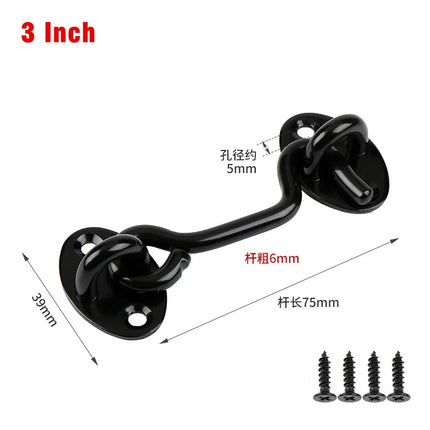 Stainless Steel Heavy Duty Privacy Hook and Eye Latch Lock with Screws Black Silver Barn Door Easy Locks Gate Latch Window Wind
