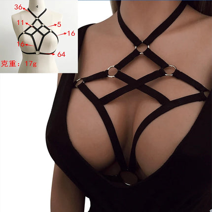 Sexy Bandage Bras Binding Sraps Lingerie Breathable Sexuable  Black Cupless Bra Hollow Elastic Cage Bra Bandage Strappy