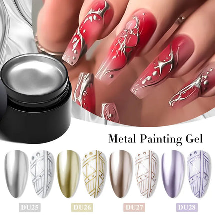 2/3pcs Mirror Metal Gel Nail Polish Set Gold Silver Metallic Painting Drawing Line Gel Semi Permanent Soak Off UV Gel Varnish