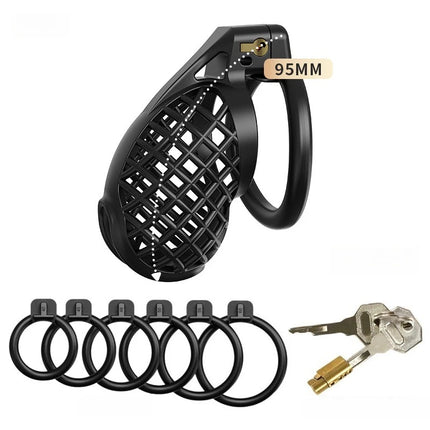 Breathable Chastity Cage for Men with 6  Rings Copper Lock Male Chastity Device BDSM 3 Size Cage Penis Exercise Bondage Sex Toys