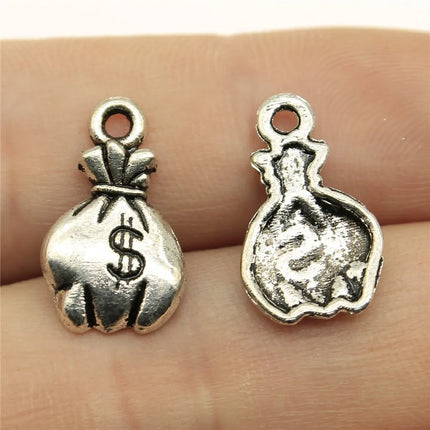 20pcs Moneybag Charms Money Us Dollars Pendants Jewelry Making Lucky Money Charms For Bracelet Making Antique Silver Color