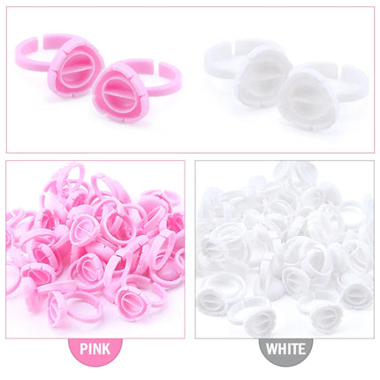 50/100Pcs Disposable Glue Ring Cup For Lashes Fan Tattoo Pigment Holder Eyelash Extension Container Glue Holder Makeup Supplies