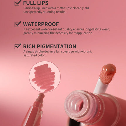 YOUNG VISION Lip Glaze + Lip Liner set liquid Lip Liner Waterproof non-stick cup Moisturizing easy color 12 color lip gloss