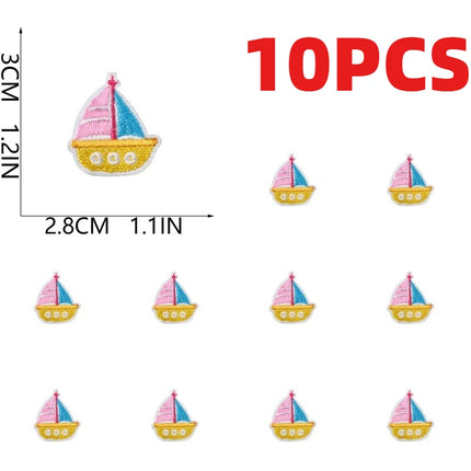 10PCS Bulk Small Fish Jellyfish Coral Embroidery Patches Cute Octopus Shell Seaweed Sticker For Ocean Bag Decoration Wholesale
