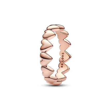 Fashionable 925 Sterling Silver Tri-Color Connected Heart, Interwoven, Sliding Heart, and Organic Double-Layer Ring - Couple Style Jewelry