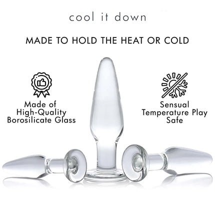 Glass Anal Plug 3 Size Butt Plugs Trainer Transparent Dildos Anal Plugs for Beginners Adult Set Products Sex Toys for Women Men