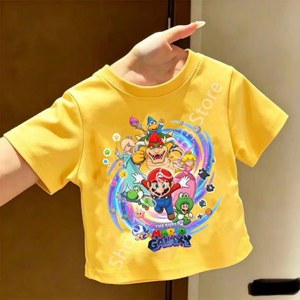 Super Marios T-shirt for Children Cartoon Anime Clothes Round Collar Clothing Short Sleeve Kid Summer Tee Top