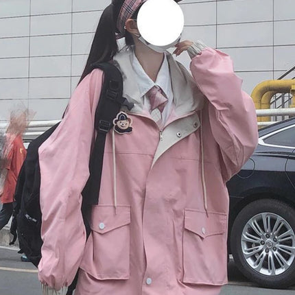 2024 Spring Autumn Hoodie Sweatshirt Women Tops Loose Casual Milk Print Hoodie Streetwear Girl Zip Up Jacket Japan Funny Female