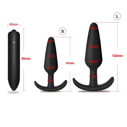 3 Sizes Anal Plug Soft Silicone Butt Plug Bullet Vibrator Stimulator Adult Sex Toys for Men/Women Anal Prostate Massager for Gay