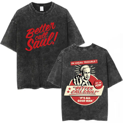 Heisenberg Breaking Bad Vintage Washed T Shirt Better Call Saul Graphic Print T-shirts Men's Pure Cotton Short Sleeves Tee Shirt