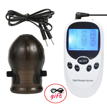 Male Electro Shock Penis Glans Trainer Cock Ring E-stim Orgasm Medical Sleeve Time Delayed Ejaculation Masturbator Sex Toys BDSM