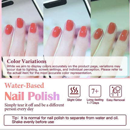 20pcs/set 15ml Water-Based Nail Polish Long Lasting Quick Drying No Curing Lamp Needed Nail Supplies Vernis for Nails Manicure