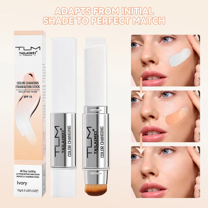 Tlm Color Changing Foundation Stick with Spf 15 Adjusting Nude, All-Day Lasting, Natural-Looking Complexion