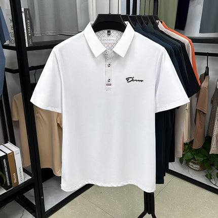 Luxury Man Short-Sleeved Polo Shirt Lapel Button Letter Embroidery Spring Casual Elegance T-Shirt Simple Business Men's Clothing