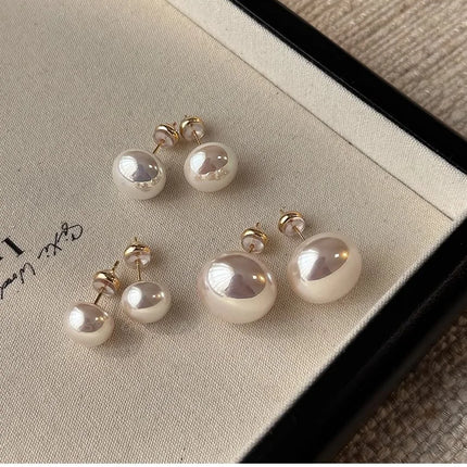 French Simple Pearl Silver Needle Earrings for Women Exquisite Imitation Pearl Elegant Stud Earrings Wedding Party Jewelry