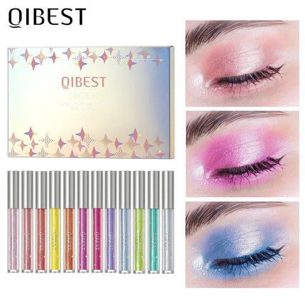 12 Colors Glitter Diamond Liquid Eyeshadow Set Sparkly Long Lasting Waterproof Shiny High Pigmented Brighten Makeup Cosmetics