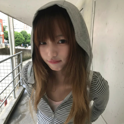 Tonngirls Y2k Japanese Hoodies Women Long Sleeve Striped Sweatshirt Streetwear American Striped Hoodies With Zipper E-girls