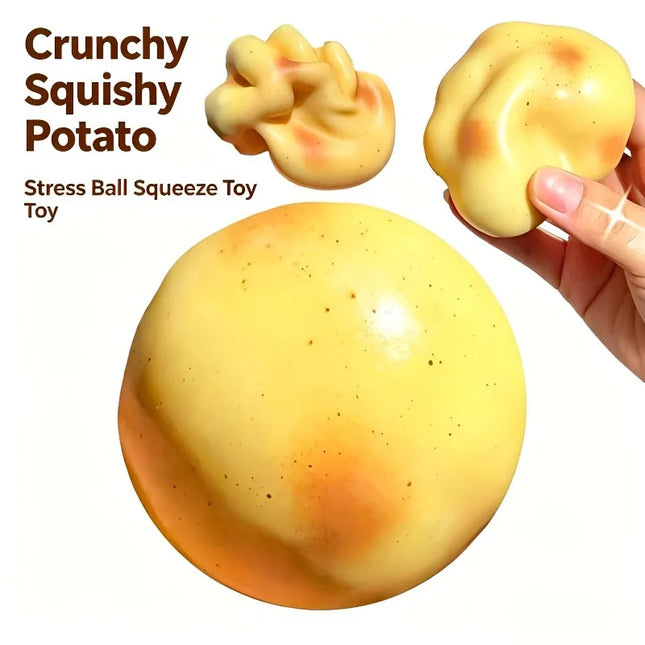 Crunchy Squishy Potato Stress Ball Fidget Toy Crispy Potato Squishy Squeeze Ball Handmade Round Blocks Filled ASMR for Adults