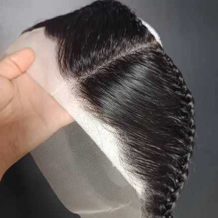 10 Inch 13X4 Transparent Lace Frontal With Braids Natural Black Color 100% Brazilian Remy Hair Straight Lace Frontal Only