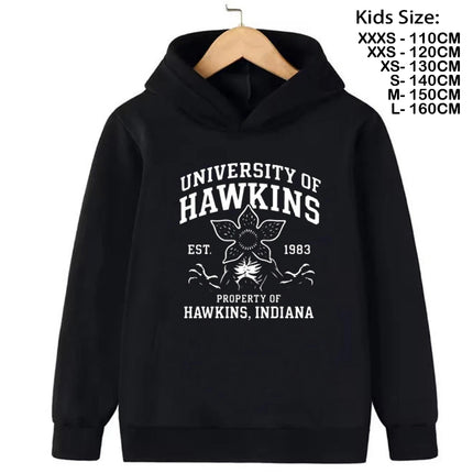 Demogorgon Hawkins Hoodies Kids Cartoon Anime Print Clothes Streetwear Basic Boys Tops Children Sweatshirts